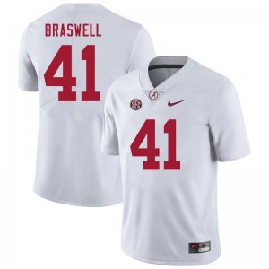NCAA Men's Alabama Crimson Tide #41 Chris Braswell Stitched College 2020 Nike Authentic White Football Jersey KO17W11AM